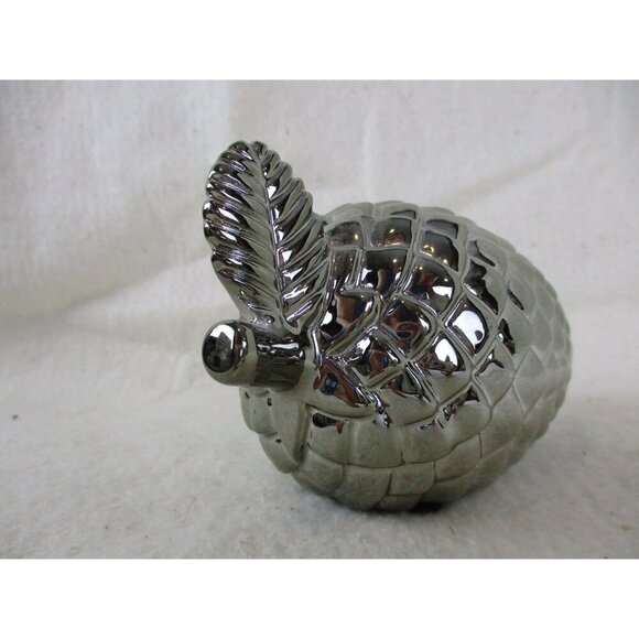 Pinecone tabletop Silver metal forest cabin outdoorsy holiday Christmas décor - Picture 4 of 7